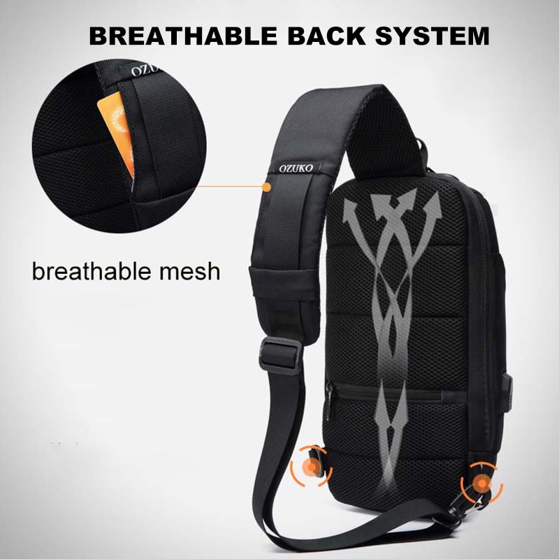 OZUKO 9223 multifunción bolso hombre de bloqueo Anti-robo de bolso de hombro corto viaje impermeable bolsos cruzados para hombre