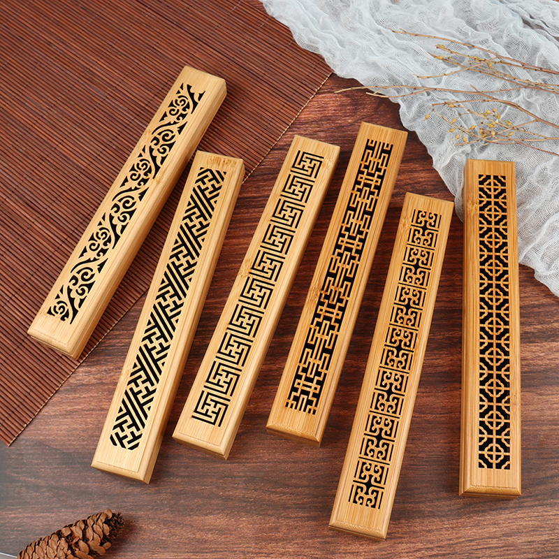 1pc Bambus Holz Räucherstäbchen Halfter Brennen Joss Räucherei Kasten Brenner Asche Fänger