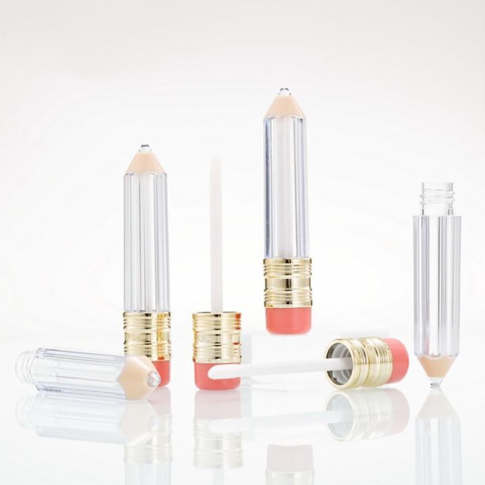 Portable 5ml Lipgloss Tube Mini Transparent Refillable Bottles Pencil Shape Plastic Sample Vials Handmade