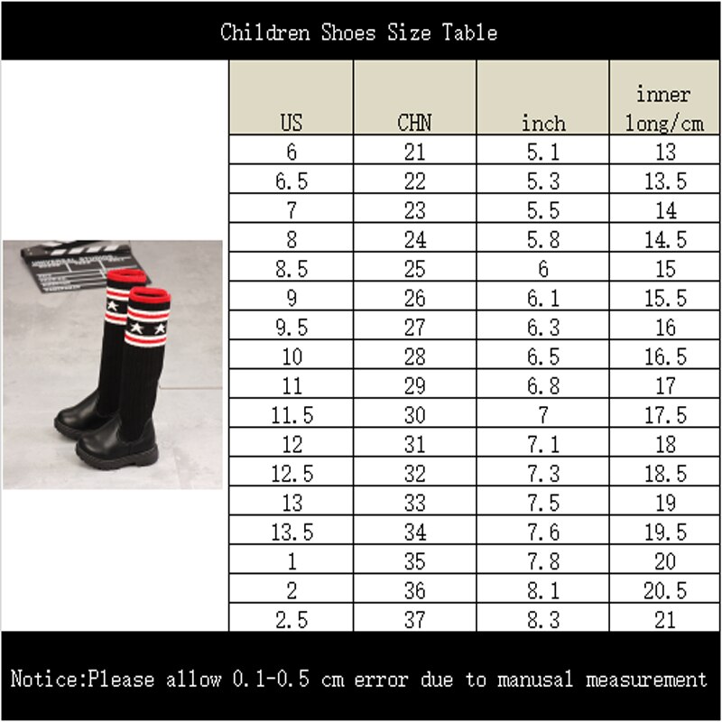 Kinderen Schoenen 2022 Winter Meisjes Over De Knie Laarzen Kinderen Gebreide Laarzen Baby Mode Schoenen