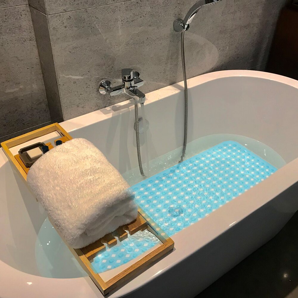 40*88cm Non-Slip Rubber Bath Mat Pad With Suction Cup Modern Bathroom Silicone Rug Carpet Mildew Resistant Kids Bath Shower Mat