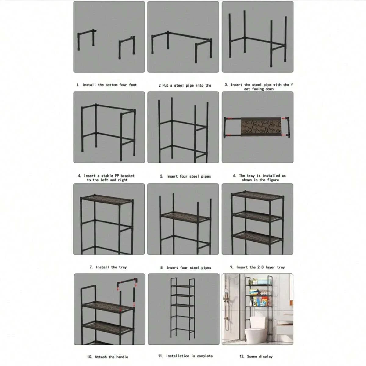 Badkameropbergrek Ruimtebesparende standaardhouder Multifunctionele vloertype Toiletopbergrekken Meerlaagse wasmachineplank
