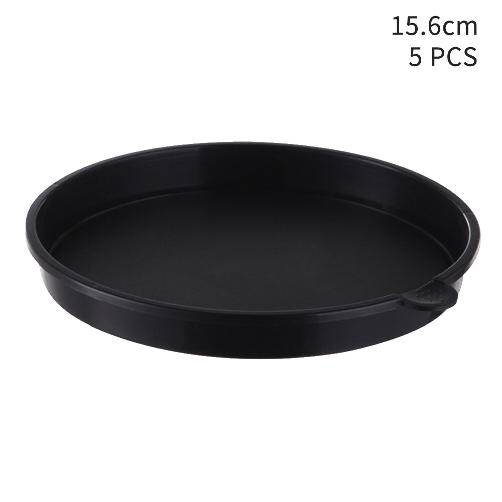 5pcs Solid Indoor Outdoor Round Flower Pot Home Garden Balcony With Handle Waterproof Durable Container Drip Tray Plant Saucer: Black 15.6cm