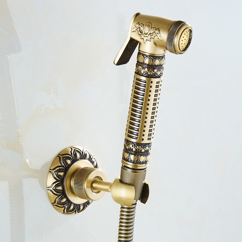 Bathroom Bidet Faucets Antique Brass Wall Mounted Out Door Faucet Sprayer Water Faucet Toilet Washing Machine Tap EL1023: Hand shower set