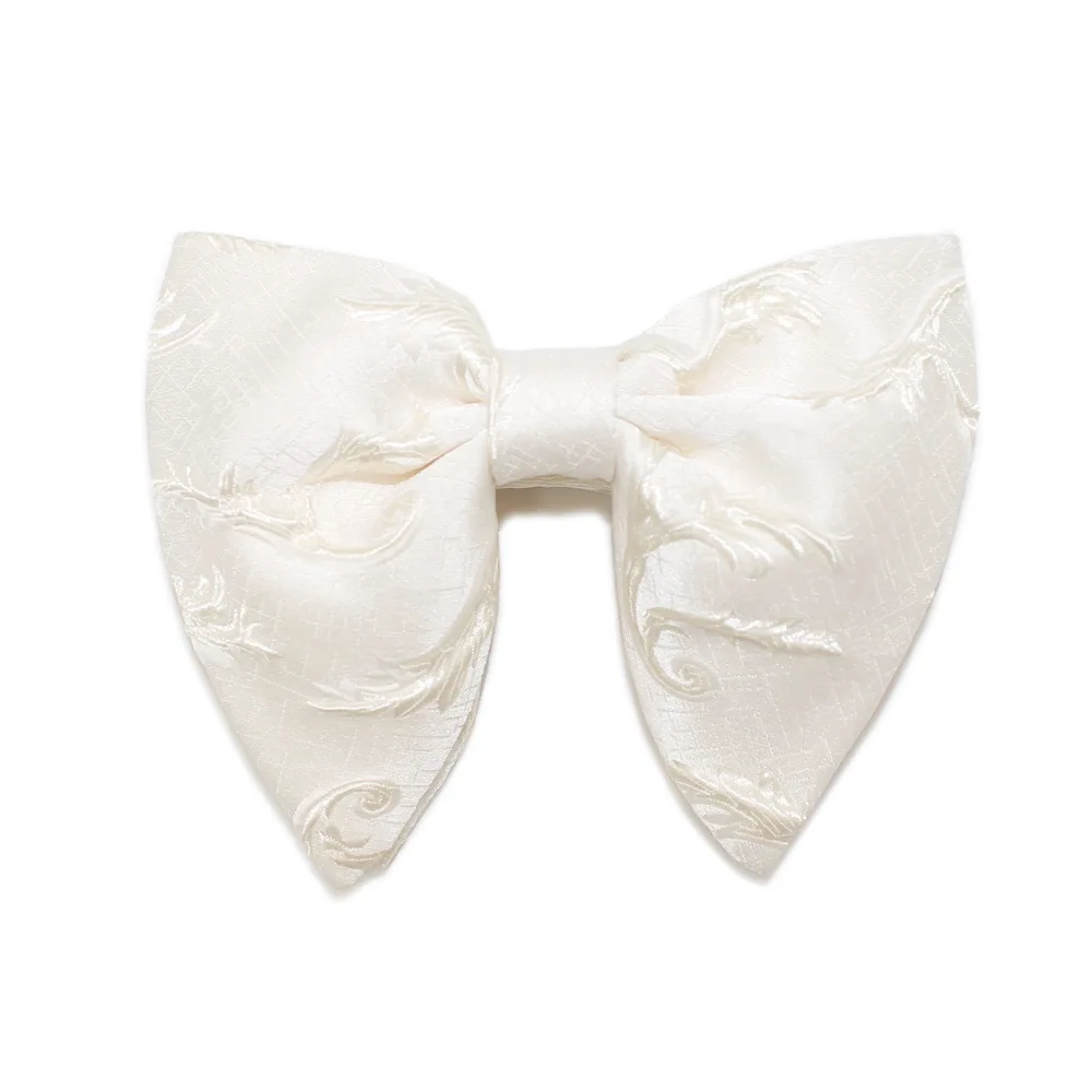 Pajaritas de tela Retro para hombre, pajarita grande informal a la , camisas blancas para hombre, corbata para novio, accesorios de joyería para boda: Blanco