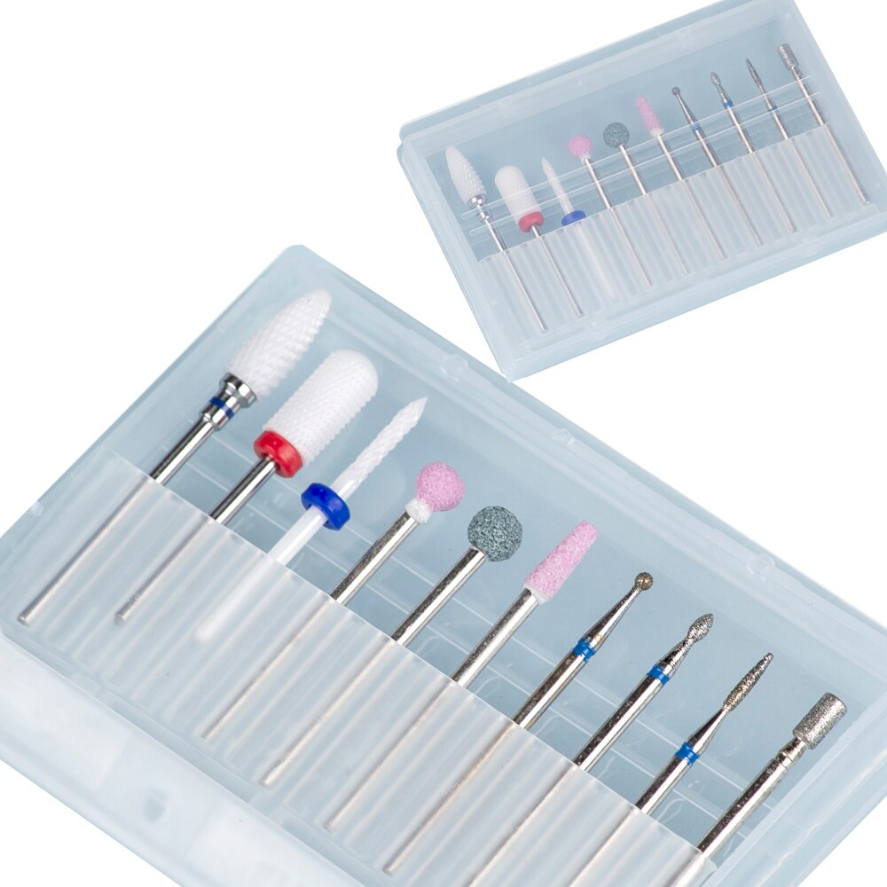 Juego de fresas para manicura, brocas para taladro eléctrico, máquina de manicura, cortadores para la eliminación de barniz de Gel, 10 Uds.: S10 PLUS-B