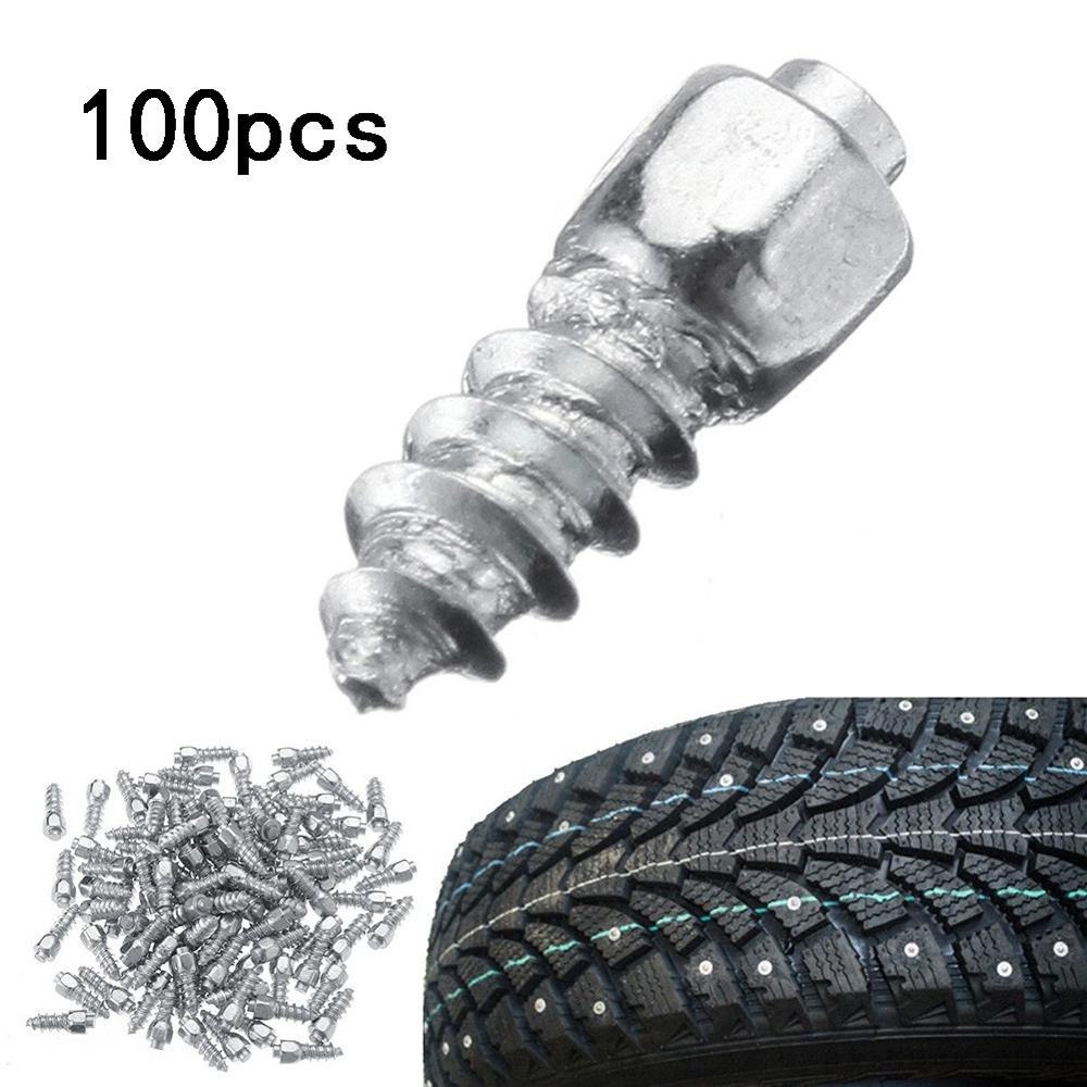 100PCS 12mm Tire Studs Carbide Screw Snow Spikes Anti-Slip Anti-ice for Car/SUV/ATV/UTV with Installation Tool Car Tire Stud