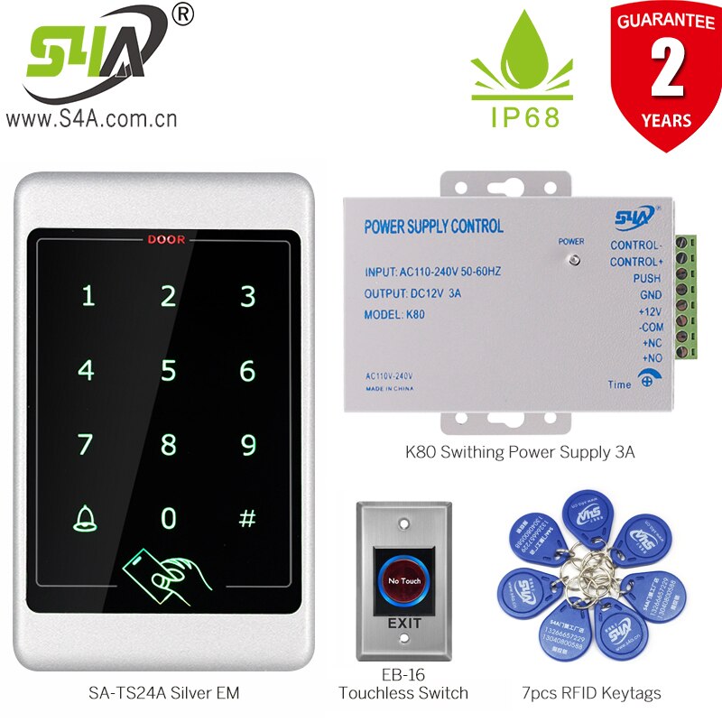 S4A RFID Access Control Standalone Controller Keypad Keyboard System Waterproof Door Lock Opener Card Reader