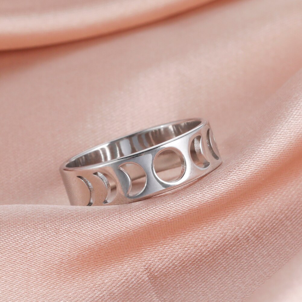 Skyrim – bagues uniques Phase de lune pour femmes, en acier inoxydable, couleur or, croissant de lune, bijoux à la , , 2025