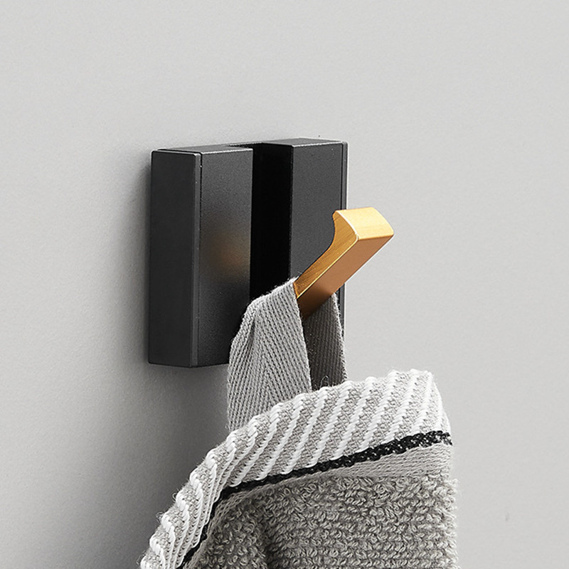 Zwart Gouden Robe Haken Vouwen Handdoek Hanger Installatie Muur Haken Coat Kleding Houder Voor Badkamer Keuken Slaapkamer Hal