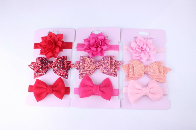 Baby Accessoires Hoofddeksels 3 Stks/set Schattige Baby Baby Meisjes Boog Hoofdband Elastische Haarband Photo Props