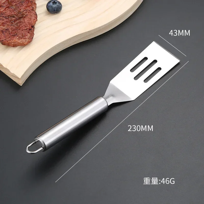 Espátula ranurada de acero inoxidable para pescado, pescado plano, rebanada de carne, espátula para freír, pala giratoria, suministros de cocina, utensilios de cocina: Caqui oscuro