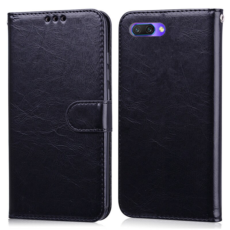 For Huawei Honor 10 Case Cover Luxury Leather Wallet Case On For Huawei Honor 10 Flip Case Honor 10 Phone Case Coque Fundas: Black