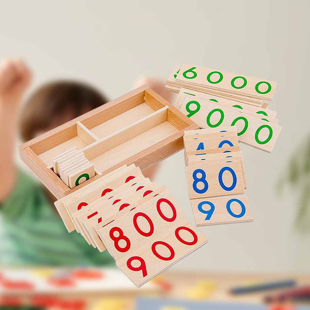 Bois Mathématiques Nombre Carte 1-9000 1-9 10-90 100-900 1000-9000 préscolaire Précoce