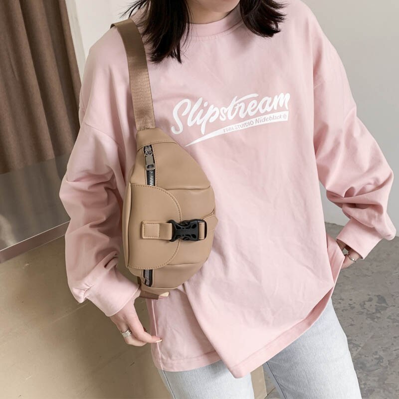 Verstelbare Vrouwen Hip Taille Verpakking Lederen Crossbody Tas Borst Zakken Rits Vrouwelijke Clutch Pouch Riemfanny