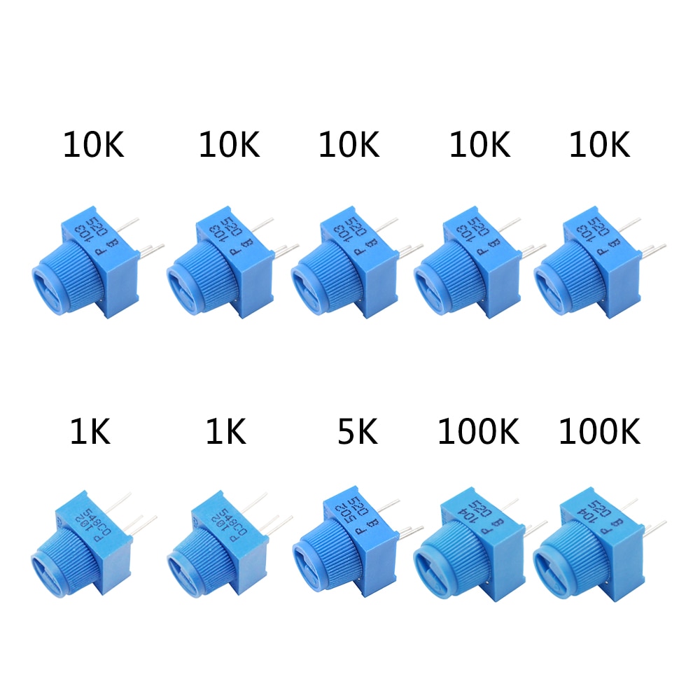 MCIGICM Potentiometer kit 1K 5K 100K 10K Ohm Breadboard Trim Potentiometer With Knob For Arduino