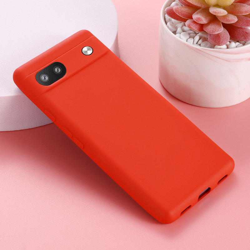 Para Google Pixel 7 Pro funda Google Pixel 6A 7A 8A 6 7 8 9 Pro XL funda de teléfono de silicona líquida a prueba de golpes: Aluminio / Rojo