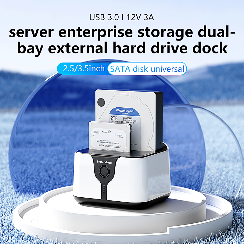   Blueendless 2 Bay HDD Box Case HDD Docking Station SSD case dual bay offline clone SATA a USB 3.0 Adattatore per disco SSD 2.5 3.5