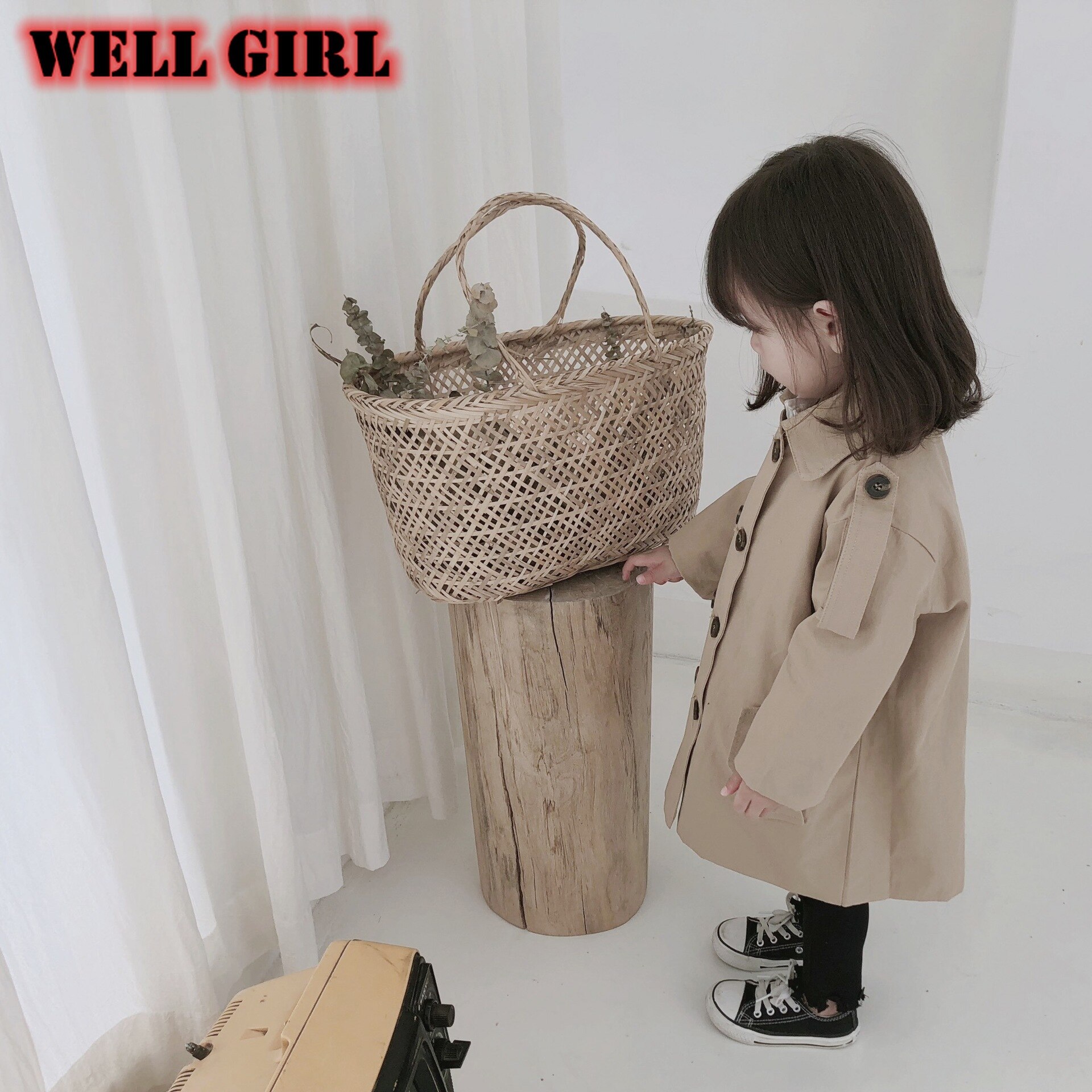 Trench croisé pour enfants de 3 à 8 ans | Manteau long sprint, veste d'automne coupe-vent vêtements d'extérieur WQ02