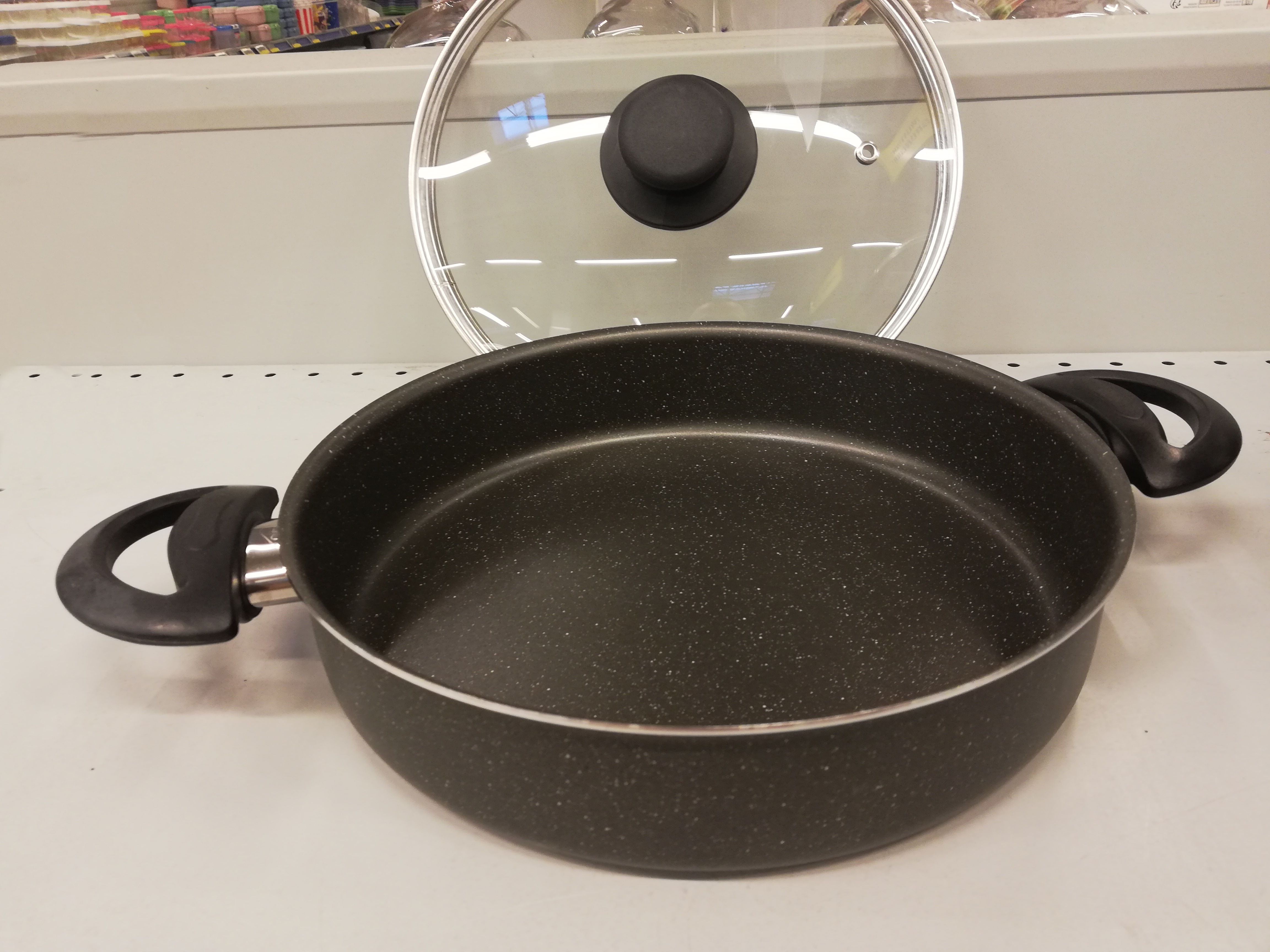 24 cm non-stick pot granite coating cooking pot with glass lid Pasta pot, casserole, lightweight Deep Fry Pan with & Glass Li