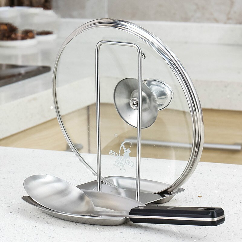 1PC 304 stainless steel multi-function kitchen racks pot lid rack scoop spoon storage rack and water tray WJB41710