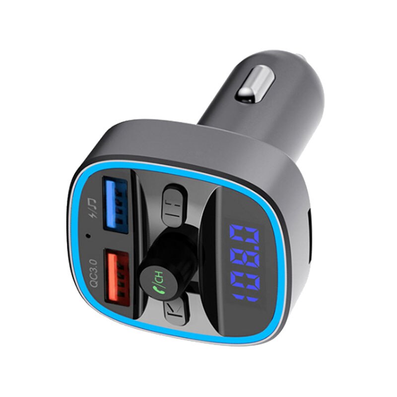 Schnelllade 3.0 autoladegerät für huawei  p30 pro mit freisprecheinrichtung, fm-transmitter, bluetooth, dual-usb-anschluss und  mp3 player-anschlüssen