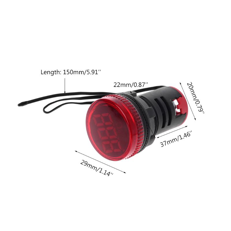 Termómetro Digital LED de 22mm -20-199 Celsius, medidor de temperatura redondo, Sensor Detector para coches y camiones, CA 50-380V