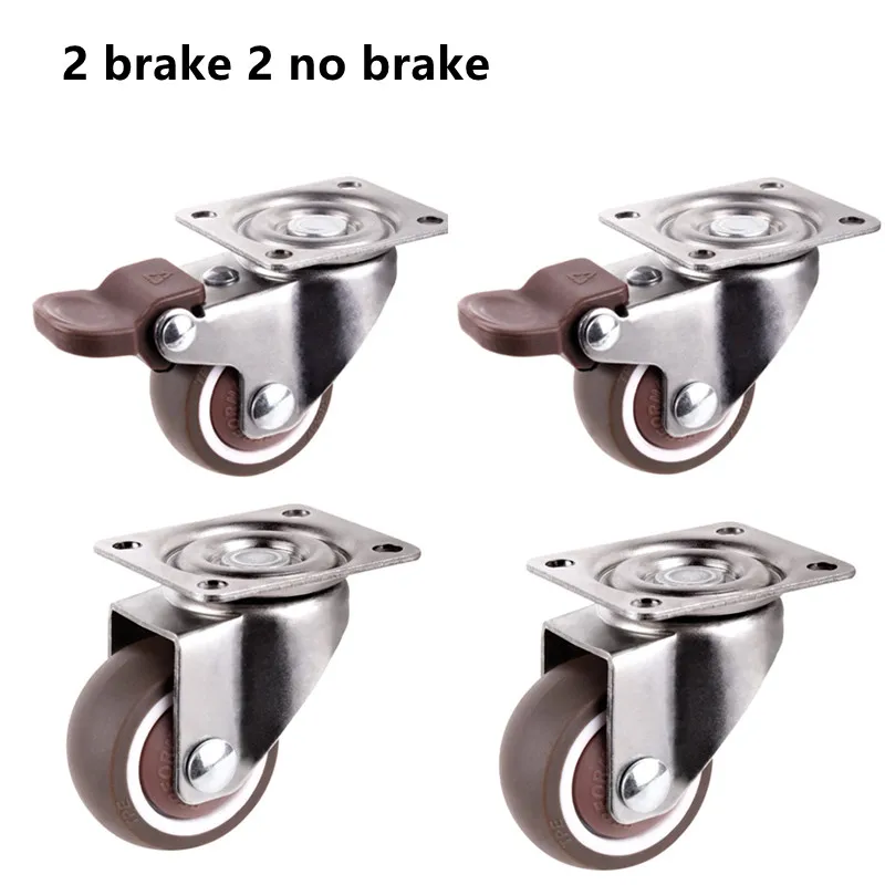 4 stuks meubelwielen zwaar universeel mute-wiel 360 ° Draaibare rubberen rol voor platformwagenstoel huishoudelijke accessoires: 4 inch / Zilver