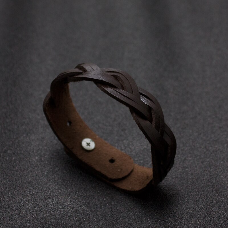 Snap Button Bracelets Factory Direct Vintage Leather Jewelry Punk Leather Men's Cuff Bracelet Jewelry