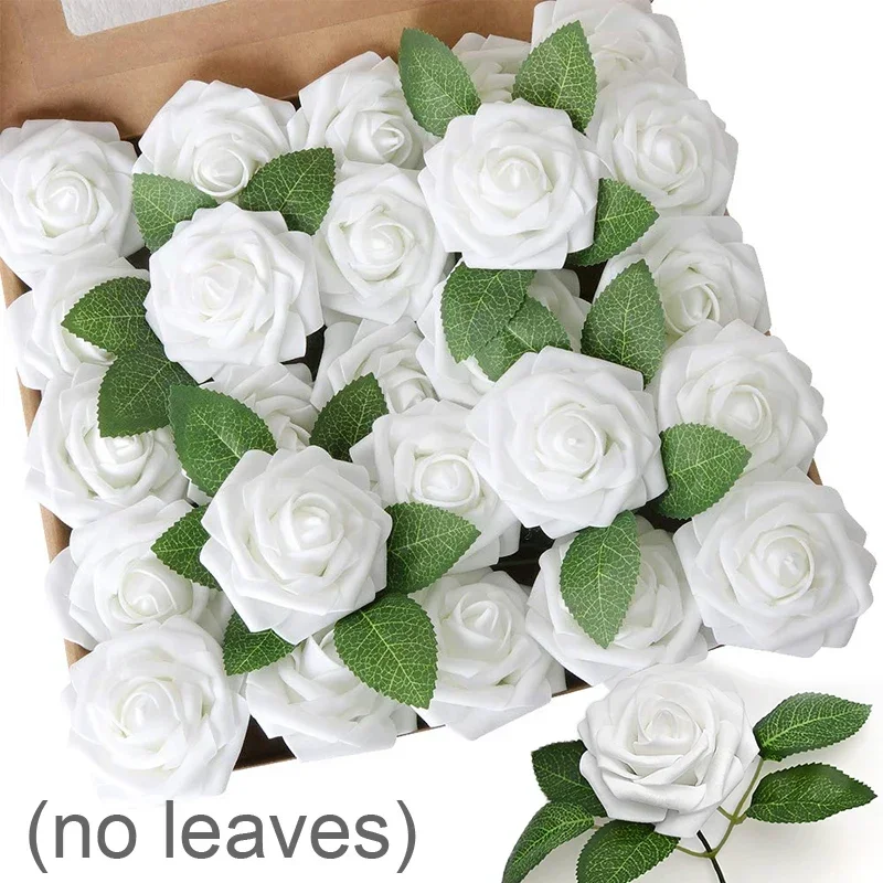 50/5 Uds. De rosas artificiales de espuma Multicolor, rosas falsas para bricolaje, ramos de de boda, arreglos de centros de mesa, decoraciones para el hogar