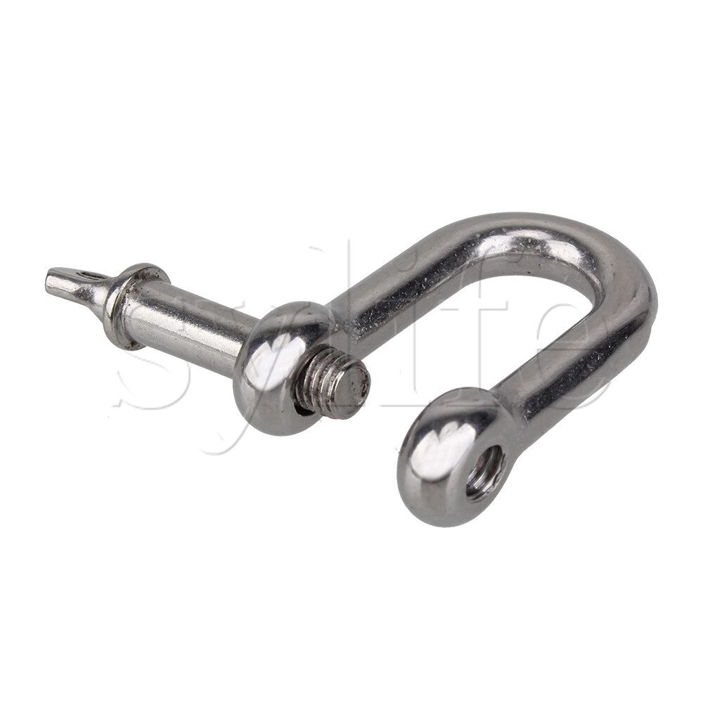 2pcs Stainless Steel 5mm Screw Pin Chain D Dee Shackle Hardware Rigging