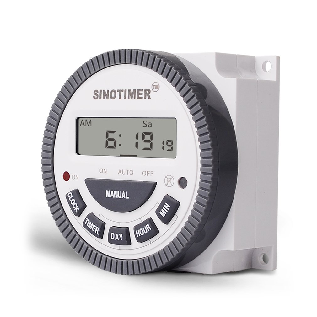 SINOTIMER 220V 10A Weekly 7 Days Programmable Digital Time Switch Relay Timer Control for Electric Appliance with Alarm Clock