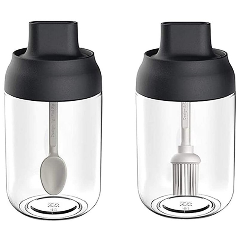 Würze Container Gewürz Kasten einstellen von 2 würzen Gläser Salz Zucker Glas Würze Töpfe transparent Lagerung: Schwarz