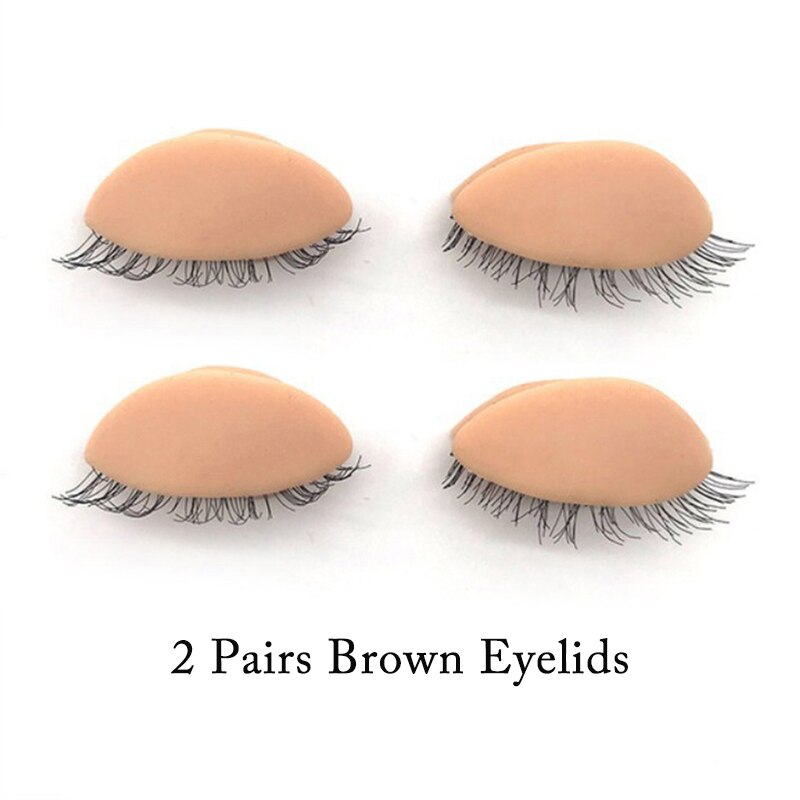 Wimpern Verlängerung Ausbildung Bausatz Silikon Mannequin Modell Kopf Mit Abnehmbare Ersatz Augenlider gepfropft Wimpern Ausbildung Werkzeug: 2 Paare Braun