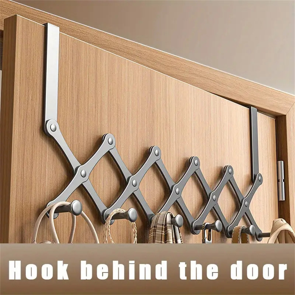 4/5/ 6 Hooks Modern Metal Door Hooks Foldable Storage Rack No need to drill holes, space saving door hooks for coats, bags