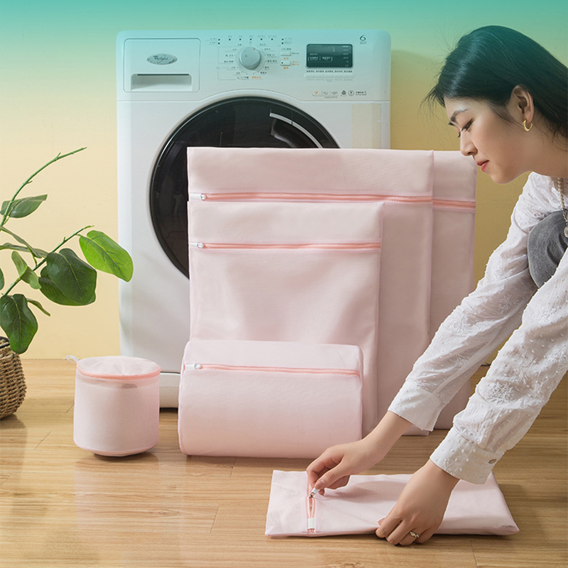 Mooie Licht Roze Laudry Bag Beschermen Kleding Wasgoed Machine Zak Voor Ingedeeld Wassen Huishouden Netto Zakken