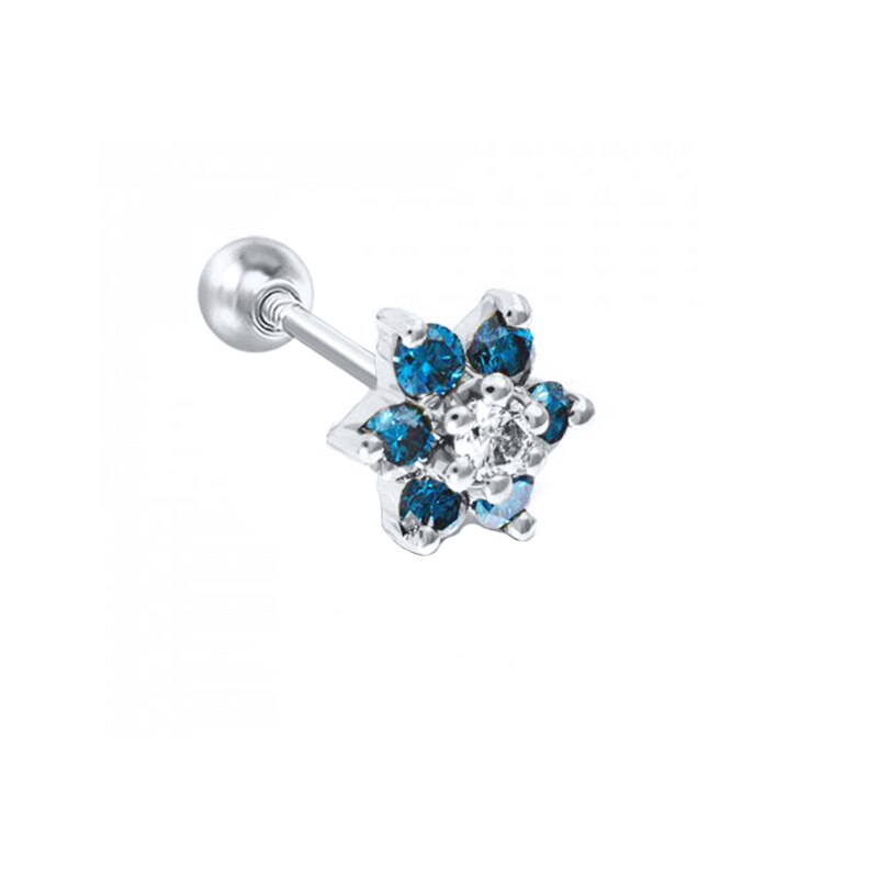 ROXI cristalli colorati fiori cerchio orecchini per donna perle orecchini penetranti argento Sterling 925 Pendientes Plata 925: 4 silver 1PC