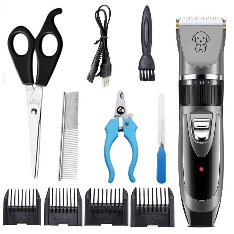 dog clippers dog hair clippers Cordless dogs grooming kit cat hair trimmer pet grooming tool USB Rechargeable Low-noise: Gray B