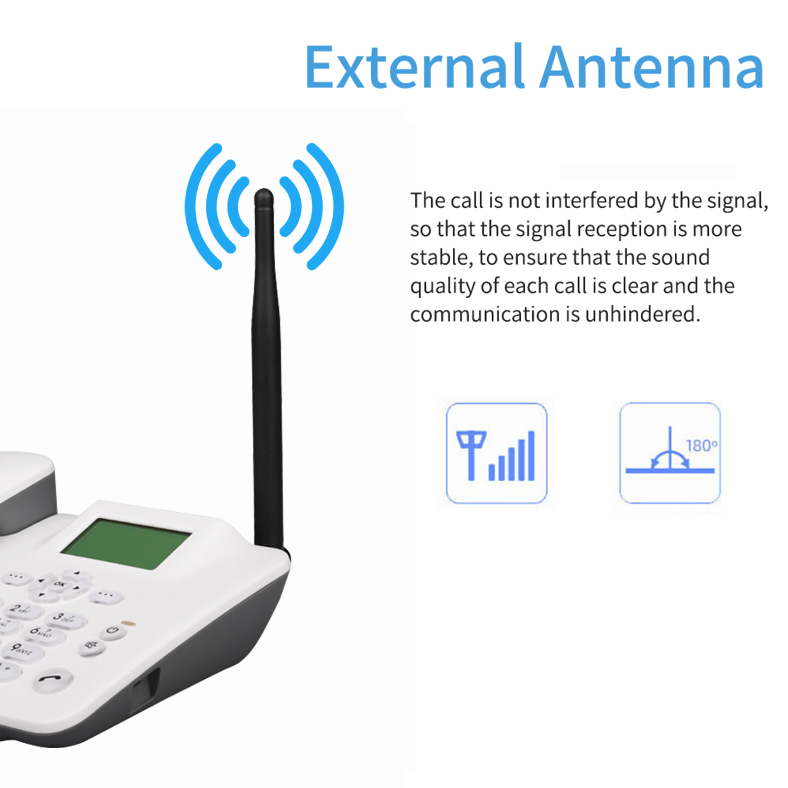 Fixed Wireless Phone 2G Desktop Telephone Support GSM 850/900/1800/1900MHZ SIM Card Cordless Phone with Antenna Radio Alarm