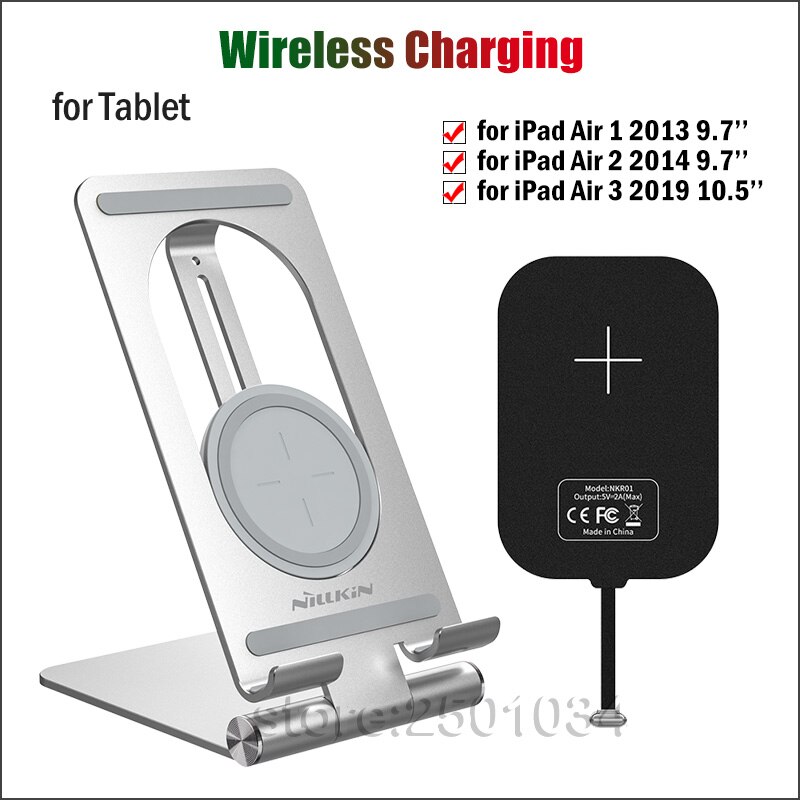Nillkin Wireless Charging Stand for Apple iPad Air 1 2 3 9.7 10.5 Qi Fast Wireless Charger+10W Charging Receiver