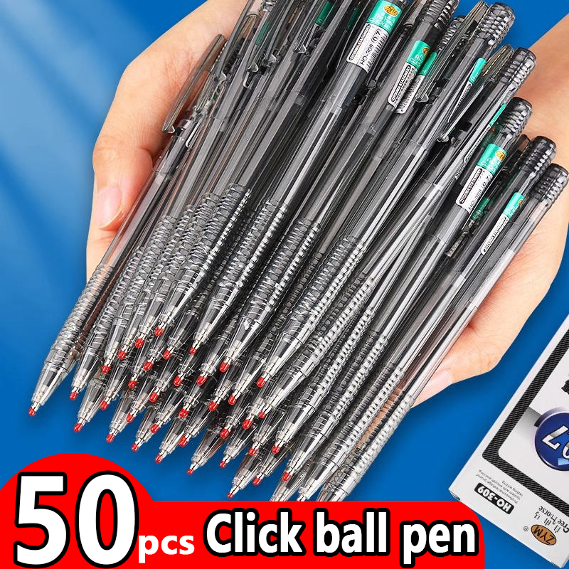 10/50 pçs preto vermelho azul caneta esferográfica 0.7mm caneta esferográfica estudante assinatura caneta escrita papelaria escola acessórios de escritório