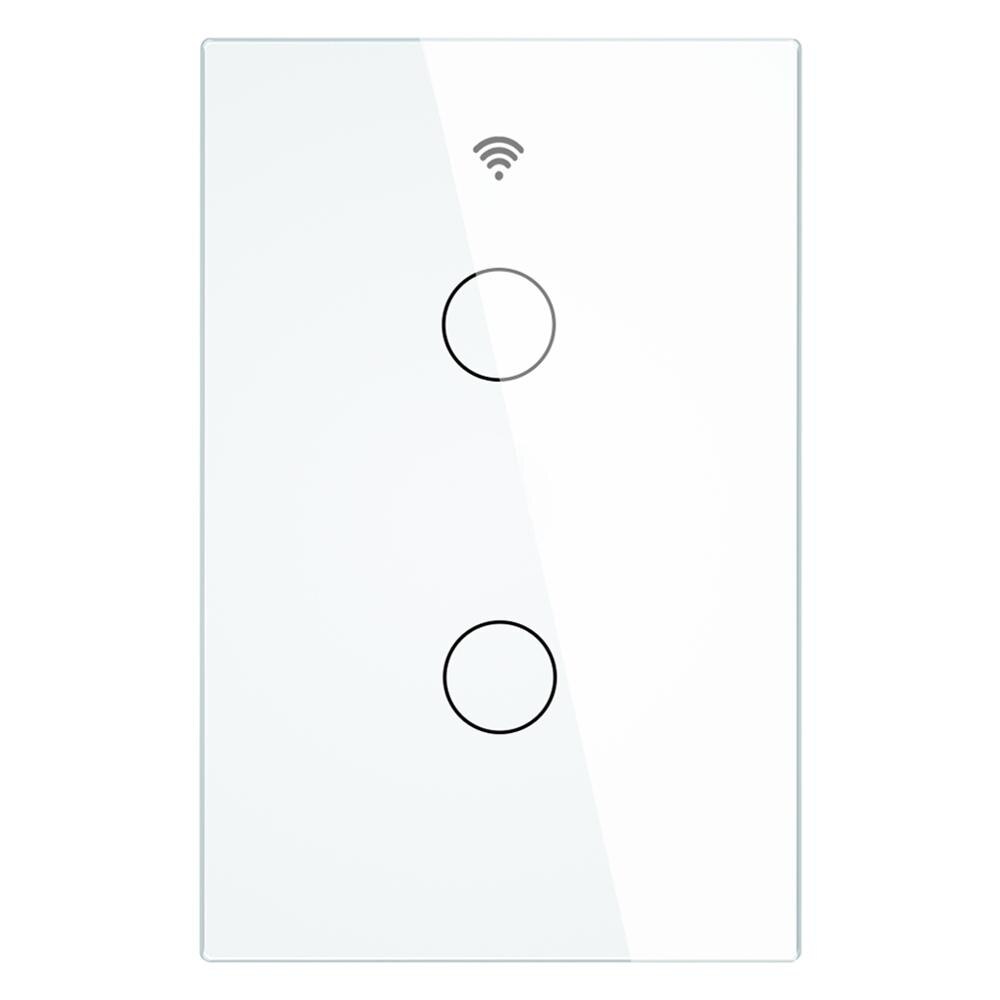 Tuya Wifi Smart Light Switch Us 1/2/3 Gang Touch Panel Muur Schakelaar 110-240V Neutrale Nodig compatibel Met Alexa Google Thuis: White 2 Gang