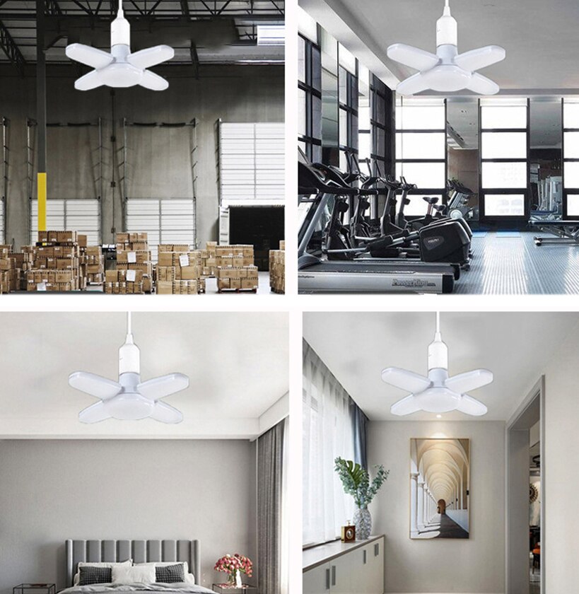 E27 Led Lamp Fan Blade Timing Lamp AC85-265V 28W Opvouwbare Led Industriële Lamp Lamp Voor Thuis Plafondlamp garage Licht