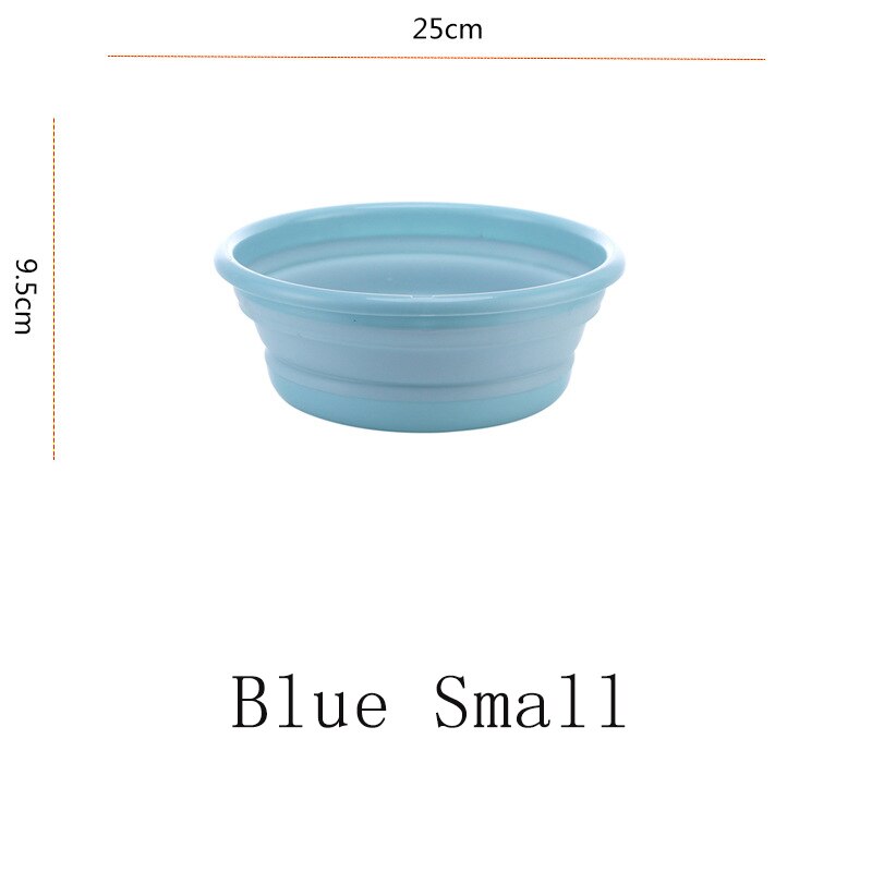 Portable Folding Washbasin Tourism Camping Foldable Basin Bathroom Gadget Kitchen Household Cleaning Tools Car Wash Basins: Blue Small