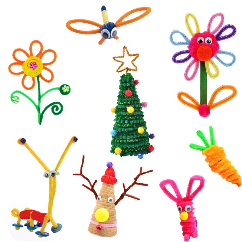 100pcs Multicolour Chenille Stems Pipe Cleaners Handmade Diy Art Crafts Material Kids Creativity Handicraft Children Toys