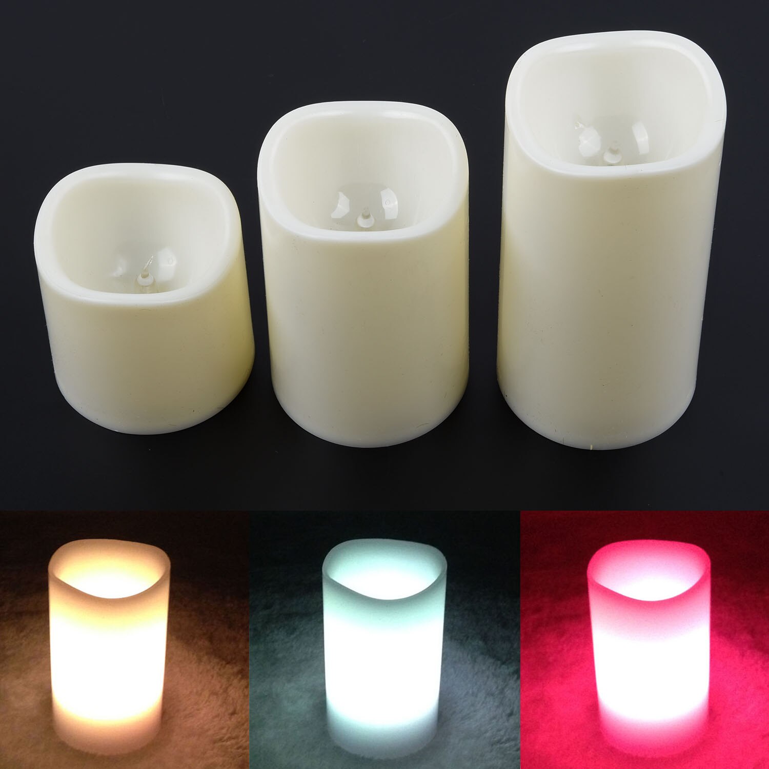 Lote de 3 velas LED con control remoto, velas de color marfil con temporizador para hogar, de cumpleaños, decoración de bodas