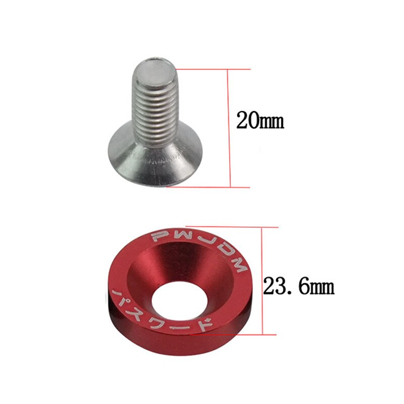 6 uds M8 tornillos pasadores hexagonales modificado para coche arandela de guardabarros parachoques motor tornillos cóncavos, aleación de aluminio paraguas avellanado cabeza plana