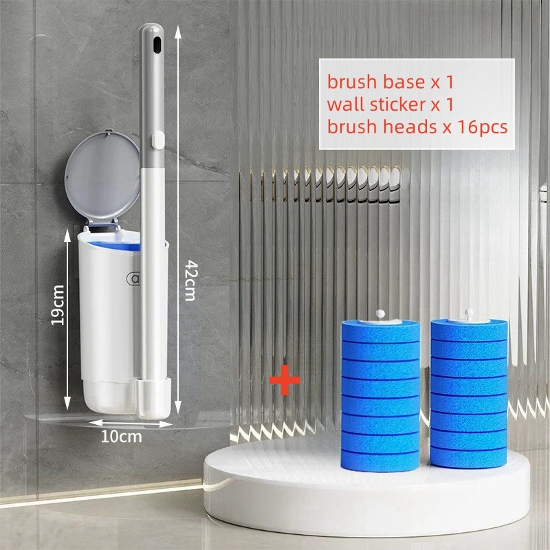 Einweg-WC-Reinigungsbürsten-Set mit Ersatzköpfen, WC-Bürstenhalter-Set, langer Griff, flexibles Badezimmer-Zubehör: Schokolade