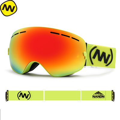 Nandn skibriller snowboard dobbelt lag  uv400 anti-dug store skimaske briller skiløb: Fluorescerende f-rød