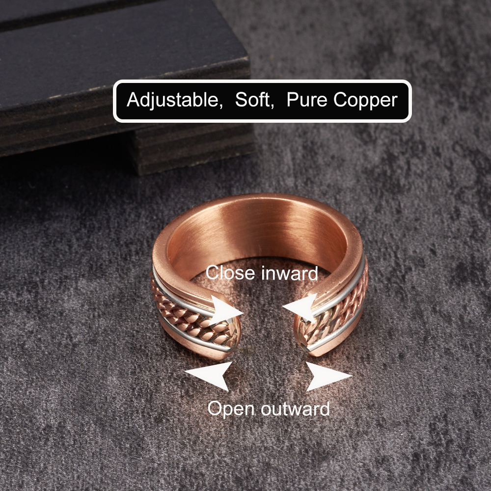 Vinterly Reines Kupfer Magnetische Ringe Frauen Männer verdrehte Gesundheit Energie Finger Offene Manschette Einstellbare Schmuck Hohe Magnet Größenverstellbar